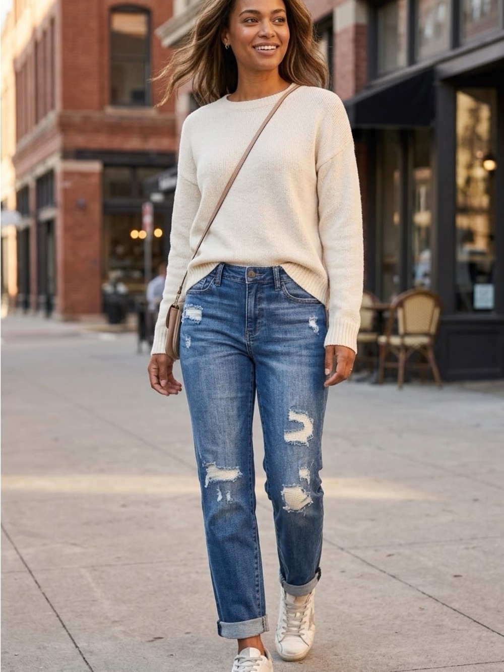NWT Judy Blue Mid Rise Thermal Patch Destroyed Boyfriend Jeans Medium Wash